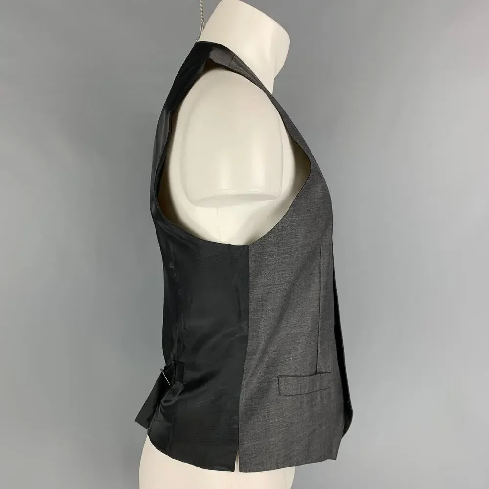 DOLCE & GABBANA Size 38 Dark Gray Black Wool Silk Vest